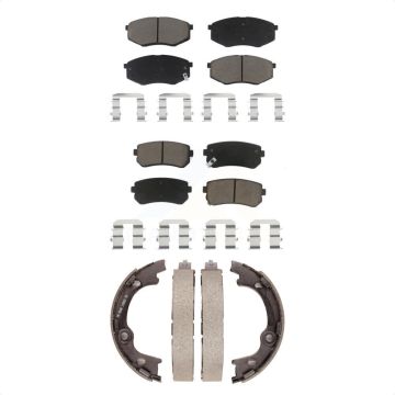 Front Rear Ceramic Brake Pads And Parking Shoes Kit For 2010-2012 Hyundai Tucson FWD KCN-100131
