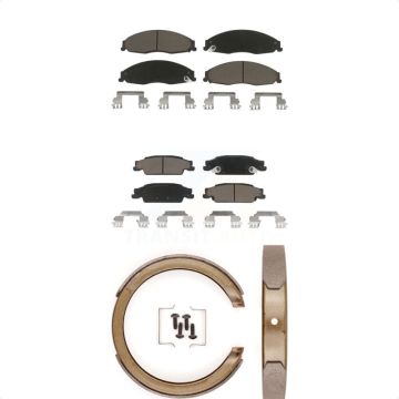 Front Rear Ceramic Brake Pads And Parking Shoes Kit For Cadillac STS KCN-100139