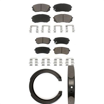 Front Rear Ceramic Brake Pads & Parking Shoes Kit For Hyundai Tucson Kia Sportage Cadenza KCN-100146