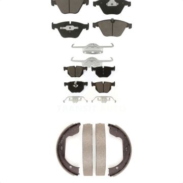 Front Rear Ceramic Brake Pads & Parking Shoe Kit For BMW 530i 530xi 528i xDrive 525i 535i KCN-100149