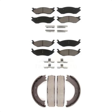 Front Rear Ceramic Brake Pads And Parking Shoes Kit For Dodge Ram 1500 Durango KCN-100160