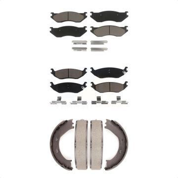 Front Rear Ceramic Brake Pads And Parking Shoes Kit For Dodge Ram 1500 KCN-100163