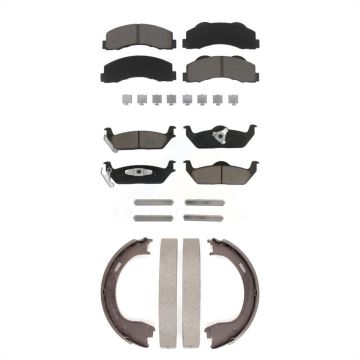 Front Rear Ceramic Brake Pads And Parking Shoes Kit For 2010-2011 Ford F-150 KCN-100167