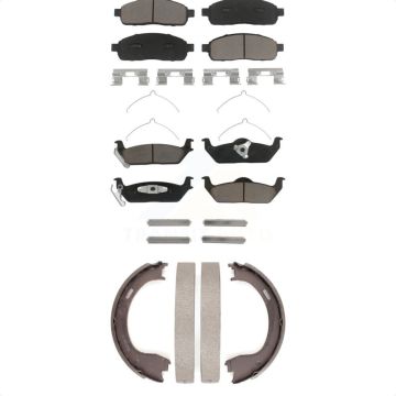 Front Rear Ceramic Brake Pads And Parking Shoes Kit For 2009 Ford F-150 KCN-100168
