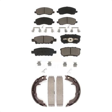 Front Rear Ceramic Brake Pads & Parking Shoe Kit For Jeep Patriot Mitsubishi Lancer Dodge KCN-100169