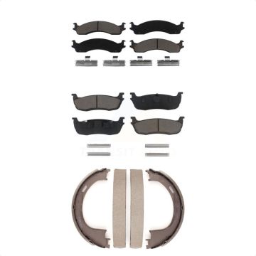 Front Rear Ceramic Brake Pads Parking Shoe Kit For 1997-1999 Ford F-250 With 8 Lug Wheels KCN-100179