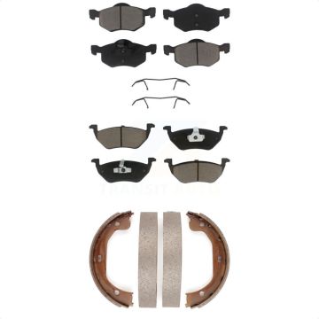 Front Rear Ceramic Brake Pads And Parking Shoes Kit For 2005-2006 Mazda Tribute 2.3L KCN-100193