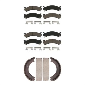 Front Rear Ceramic Brake Pads Parking Shoe Kit For Chevrolet GMC Silverado 3500 Sierra HD KCN-100194