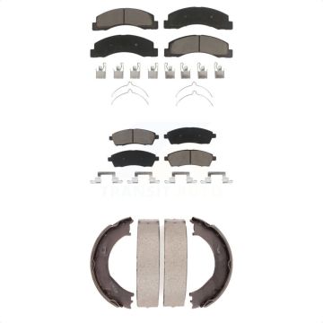 Front Rear Ceramic Brake Pads Parking Shoes Kit For Ford F-350 Super Duty F-250 Excursion KCN-100196