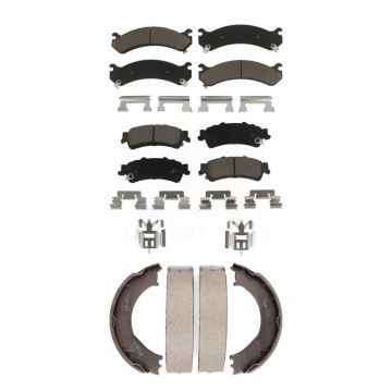 Front Rear Ceramic Brake Pads And Parking Shoes Kit For 2001 GMC Sierra 3500 KCN-100201