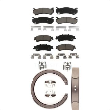 Front Rear Ceramic Brake Pads Parking Shoe Kit For Chevrolet GMC Silverado 1500 Sierra XL KCN-100207