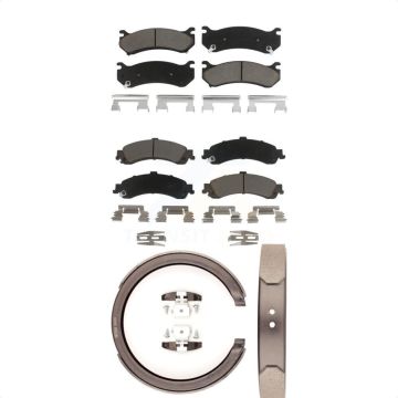 Front Rear Ceramic Brake Pads Parking Shoe Kit For Chevrolet GMC Silverado 1500 Sierra XL KCN-100208