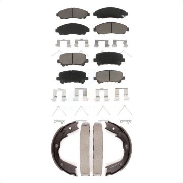 Front Rear Ceramic Brake Pads And Parking Shoes Kit For Honda Pilot Acura MDX ZDX KCN-100211