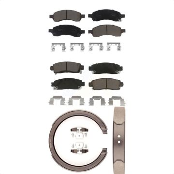 Front Rear Ceramic Brake Pads Parking Shoe Kit For Chevrolet Trailblazer GMC Envoy XL EXT KCN-100214