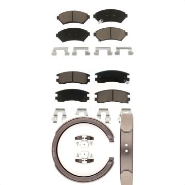 Front Rear Ceramic Brake Pads And Parking Shoe Kit For Cadillac DeVille With 5 Lug Wheels KCN-100218