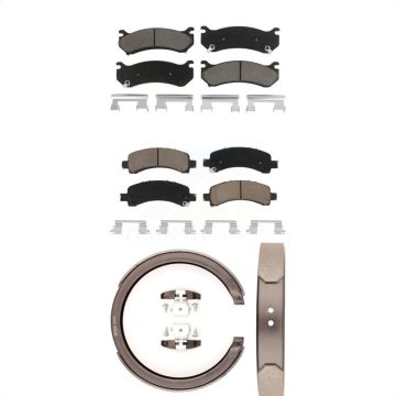 Front Rear Ceramic Brake Pads Parking Shoes Kit For Chevrolet Avalanche 1500 GMC Yukon XL KCN-100219