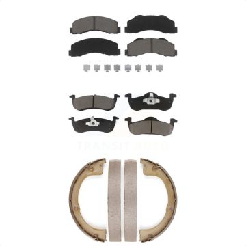 Front Rear Ceramic Brake Pads And Parking Shoes Kit For Ford Expedition Lincoln Navigator KCN-100234