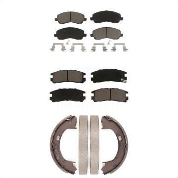 Front Rear Ceramic Brake Pads And Parking Shoes Kit For Mitsubishi Eclipse Dodge Stratus KCN-100247