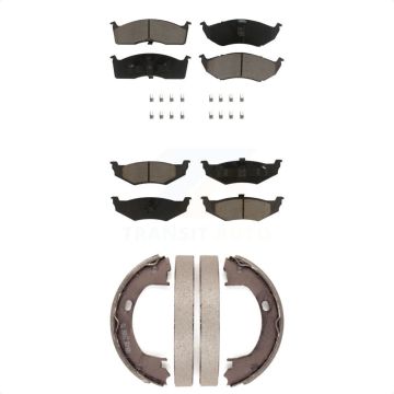 Front Rear Ceramic Brake Pads Parking Shoes Kit For Chrysler Intrepid Dodge Concorde 300M KCN-100250