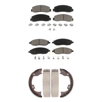 Front Rear Ceramic Brake Pads Parking Shoes Kit For 2005-2007 Ford F-350 Super Duty F-250 KCN-100251