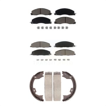 Front Rear Ceramic Brake Pads And Parking Shoes Kit For Ram 3500 2500 1500 Dodge KCN-100252