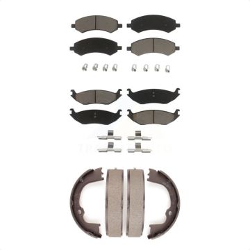 Front Rear Ceramic Brake Pads Parking Shoes Kit For Ram 1500 Classic Dodge Chrysler Aspen KCN-100253