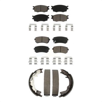 Front Rear Ceramic Brake Pads Parking Shoes Kit For 2006-2007 Hyundai Accent Kia Rio5 Rio KCN-100278