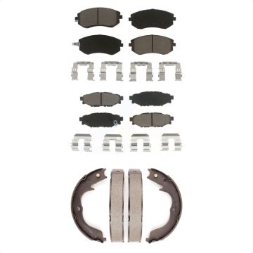 Front Rear Ceramic Brake Pads Parking Shoe Kit For Subaru Outback Forester Impreza Legacy KCN-100281