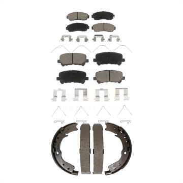 Front Rear Ceramic Brake Pads And Parking Shoes Kit For 2011-2017 Honda Odyssey KCN-100287