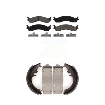 Front Rear Ceramic Brake Pads And Drum Shoes Kit For Dodge Ram 3500 Van KCN-100311