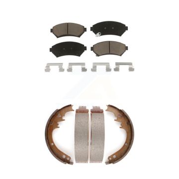 Front Rear Ceramic Brake Pads & Drum Shoe Kit For 97-99 Cadillac DeVille Disc rear brakes KCN-100323