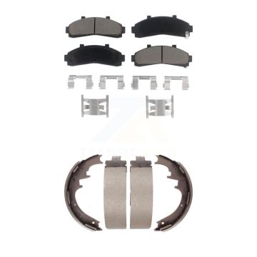 Front Rear Ceramic Brake Pads Drum Shoe Kit For Ford Ranger Mazda B4000 B3000 B2300 B2500 KCN-100326