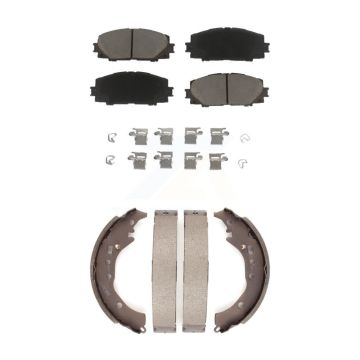 Front Rear Ceramic Brake Pads And Drum Shoes Kit For Toyota Prius C Scion iQ KCN-100330