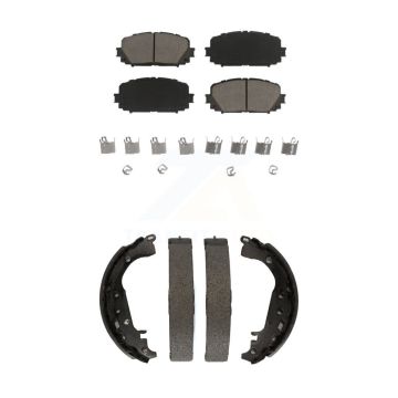 Front Rear Ceramic Brake Pads And Drum Shoes Kit For 2012-2013 Toyota Yaris SE KCN-100332
