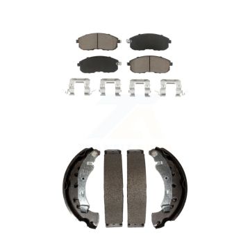 Front Rear Ceramic Brake Pads And Drum Shoes Kit For 2013-2019 Nissan Sentra KCN-100337