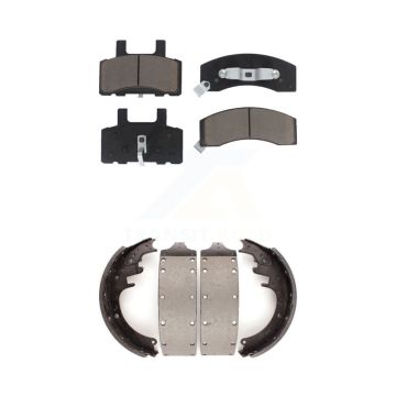 Front Rear Ceramic Brake Pads Drum Shoes Kit For Chevrolet GMC K3500 Dodge Ram 3500 C3500 KCN-100345