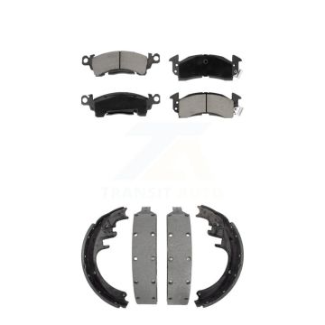 Front Rear Ceramic Brake Pads & Drum Shoe Kit For GMC G3500 K2500 C2500 Chevrolet C20 V20 KCN-100346