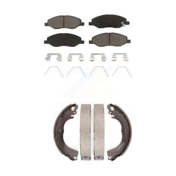 Front Rear Ceramic Brake Pads And Drum Shoes Kit For 2009-2011 Nissan Versa 1.6L KCN-100349