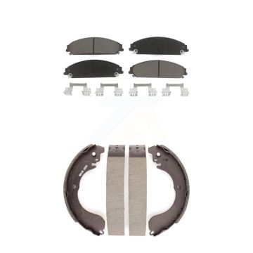 Front Rear Ceramic Brake Pads And Drum Shoes Kit For 2008-2009 Dodge Caliber SRT-4 KCN-100351