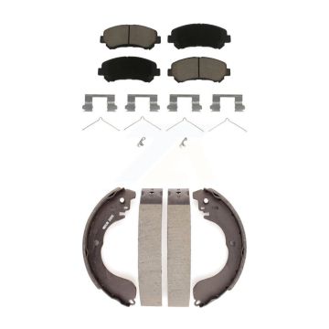 Front Rear Ceramic Brake Pads And Drum Shoes Kit For 2007-2012 Nissan Sentra SE-R Spec V KCN-100352