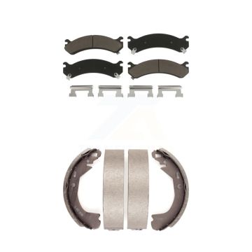 Front Rear Ceramic Brake Pads & Drum Shoe Kit For 2002 Cadillac DeVille With 8 Lug Wheels KCN-100364