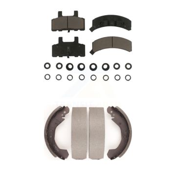 Front Rear Ceramic Brake Pads And Drum Shoe Kit For Chevrolet K1500 GMC C1500 Yukon Tahoe KCN-100369