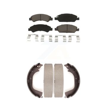 Front Rear Ceramic Brake Pads And Drum Shoes Kit For GMC Sierra 1500 Chevrolet Silverado KCN-100381