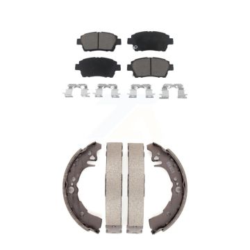 Front Rear Ceramic Brake Pads And Drum Shoes Kit For 2001-2005 Toyota Echo KCN-100383