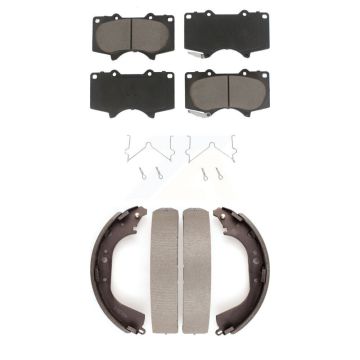 Front Rear Ceramic Brake Pads And Drum Shoes Kit For Toyota Tundra 5.3" Plate Length KCN-100385