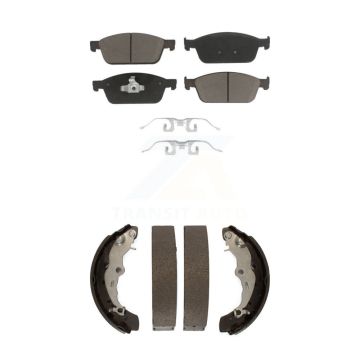 Front Rear Ceramic Brake Pads And Drum Shoes Kit For 2013-2018 Ford Focus ST KCN-100386