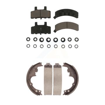 Front Rear Ceramic Brake Pads Drum Shoes Kit For 1990-2002 Chevrolet Astro GMC Safari AWD KCN-100391