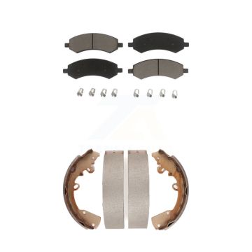 Front Rear Ceramic Brake Pads And Drum Shoes Kit For Dakota Dodge Ram Mitsubishi Raider KCN-100396