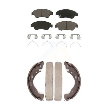 Front Rear Ceramic Brake Pads And Drum Shoes Kit For Honda Fit Civic KCN-100403