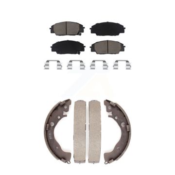 Front Rear Ceramic Brake Pads And Drum Shoes Kit For 2011 Honda Civic Si KCN-100405